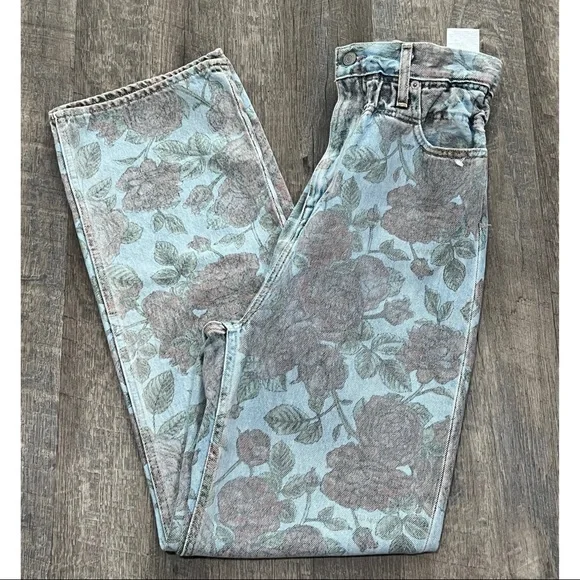 Ganni x Levis Floral Print Hi Rise Straight Leg Size 27 x 31 - Picture 9 of 11